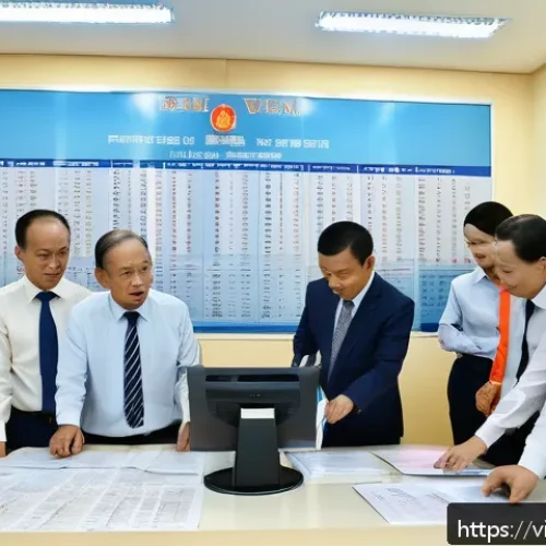 Home 31 지방공무원 연금 제도 이해하기 - A detailed and professional scene of a Vietnamese local government office, showing a diverse group o...
